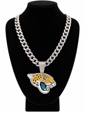 Iced Out NFL Jaguars Cuban Chain Necklace with Pendant